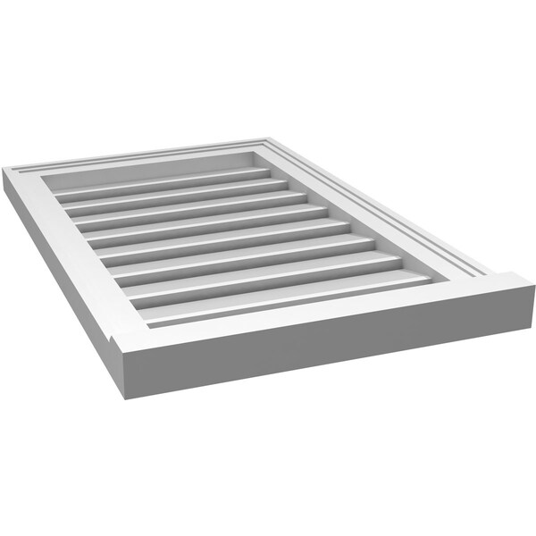 Ekena Millwork Vertical Surface Mount PVC Gable Vent: Functional, w/ 2"W x 2"P Brickmould Sill Frame, 18"W x 28"H - GVPVE18X2803SF