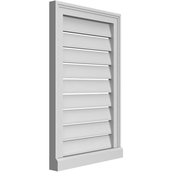 Ekena Millwork Vertical Surface Mount PVC Gable Vent: Functional, w/ 2"W x 2"P Brickmould Sill Frame, 18"W x 28"H - GVPVE18X2803SF