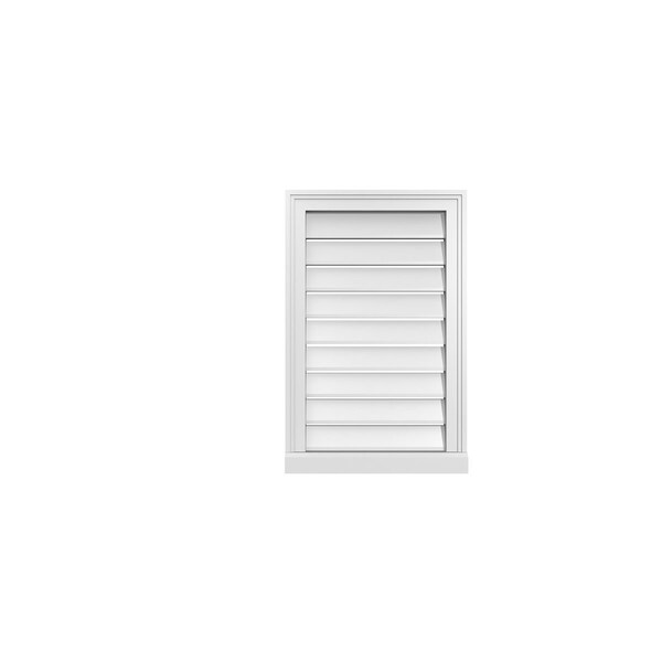 Ekena Millwork Vertical Surface Mount PVC Gable Vent: Functional, w/ 2"W x 2"P Brickmould Sill Frame, 18"W x 28"H - GVPVE18X2803SF