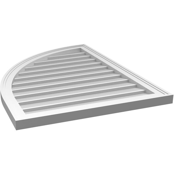 Ekena Millwork Quarter Round Top Left Surface Mount PVC Gable Vent w/ 2"W x 1-1/2"P Brickmould Frame, 26"W x 34"H - GVPQL26X3402SN