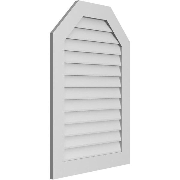 Ekena Millwork Octagonal Top Surface Mount PVC Gable Vent w/ 3-1/2"W x 1"P Standard Frame, 28"W x 40"H - GVPOT28X4001SN