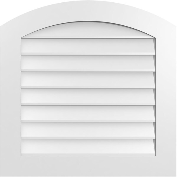 Ekena Millwork Arch Top Surface Mount PVC Gable Vent: Functional, w/ 3-1/2"W x 1"P Standard Frame, 30"W x 30"H - GVPAR30X3001SF