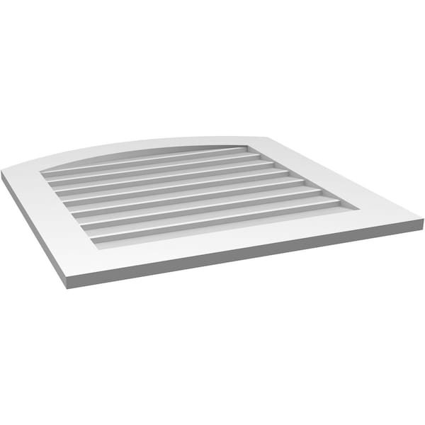 Ekena Millwork Arch Top Surface Mount PVC Gable Vent: Functional, w/ 3-1/2"W x 1"P Standard Frame, 30"W x 30"H - GVPAR30X3001SF