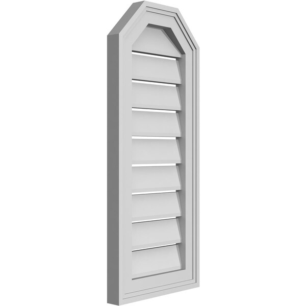Ekena Millwork Octagonal Top Surface Mount PVC Gable Vent w/ 2"W x 1-1/2"P Brickmould Frame, 12"W x 28"H - GVPOT12X2802SF