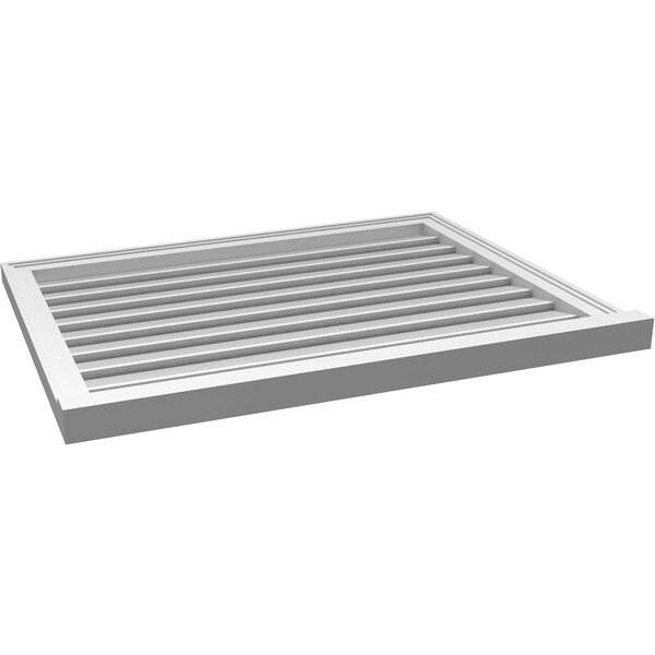 Ekena Millwork Vertical Surface Mount PVC Gable Vent: Functional, w/ 2"W x 2"P Brickmould Sill Frame, 36"W x 28"H - GVPVE36X2803SF