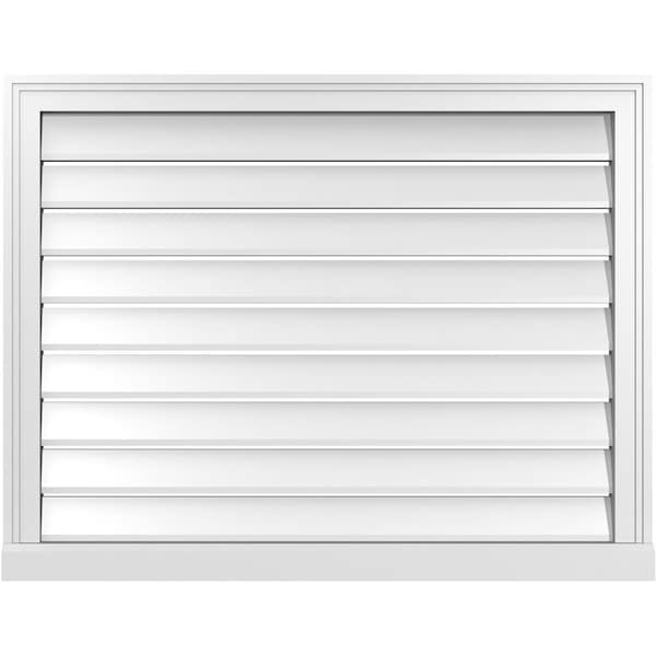 Ekena Millwork Vertical Surface Mount PVC Gable Vent: Functional, w/ 2"W x 2"P Brickmould Sill Frame, 36"W x 28"H - GVPVE36X2803SF