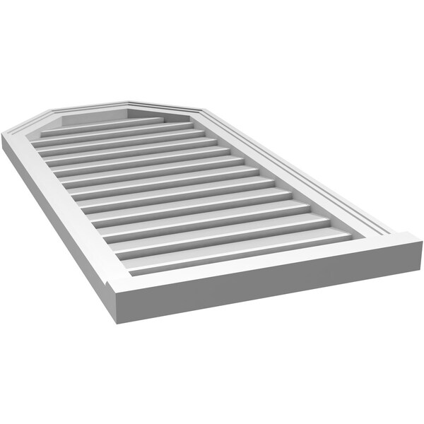 Ekena Millwork Octagonal Top Surface Mount PVC Gable Vent w/ 2"W x 2"P Brickmould Sill Frame, 20"W x 40"H - GVPOT20X4003SF