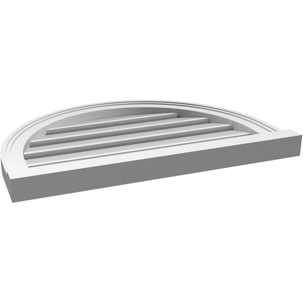 Ekena Millwork Round Top Surface Mount PVC Gable Vent: Functional, w/ 2"W x 2"P Brickmould Sill Frame, 26"W x 18"H - GVPRT26X1803SF