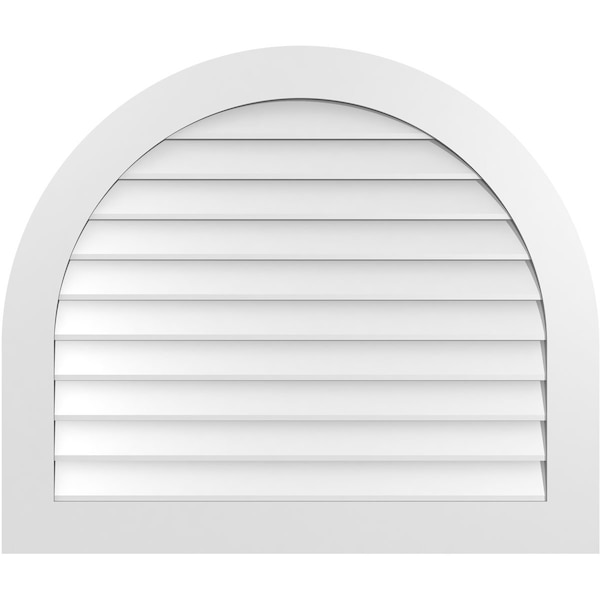Ekena Millwork Round Top Surface Mount PVC Gable Vent: Non-Functional, w/ 3-1/2"W x 1"P Standard Frame, 40"W x 34"H - GVPRT40X3401SN