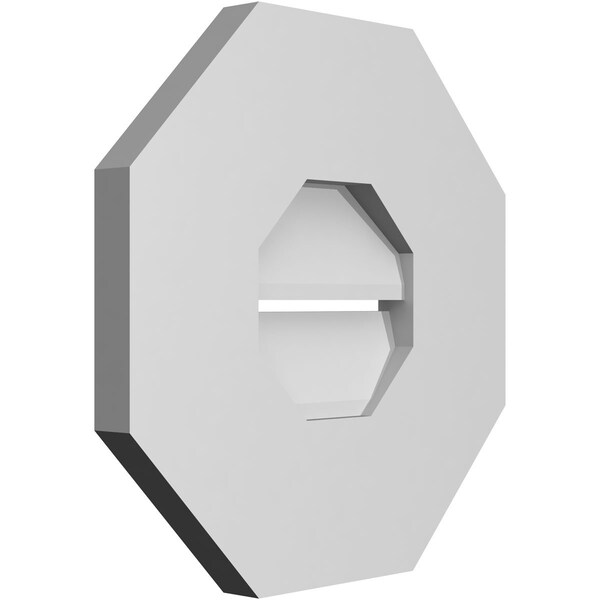 Ekena Millwork Octagonal Surface Mount PVC Gable Vent: Functional, w/ 3-1/2"W x 1"P Standard Frame, 12"W x 12"H - GVPOC12X1201SF