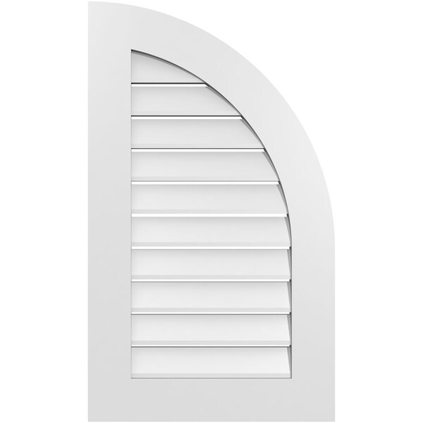 Ekena Millwork Quarter Round Top Right Surface Mount PVC Gable Vent w/ 3-1/2"W x 1"P Standard Frame, 20"W x 34"H - GVPQR20X3401SF