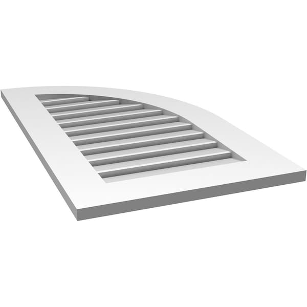 Ekena Millwork Quarter Round Top Right Surface Mount PVC Gable Vent w/ 3-1/2"W x 1"P Standard Frame, 20"W x 34"H - GVPQR20X3401SF