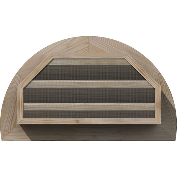 Ekena Millwork Half Round Gable Vent Primed, Functional, Pine Gable Vent w/ Brick Mould Face Frame, 20"W x 10"H - GVWHR20X1000SFPPI