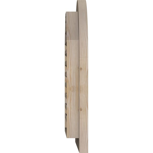 Ekena Millwork Round Top Gable Vent Primed, Functional, Pine Gable Vent w/ Brick Mould Face Frame, 12"W x 34"H - GVWRT12X3400SFPPI
