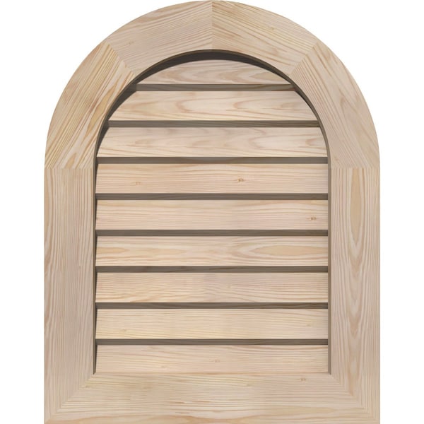Ekena Millwork Round Top Gable Vent Non-Functional, Pine Gable Vent w/ Decorative Face Frame, 20"W x 36"H - GVWRT20X3602SDUPI
