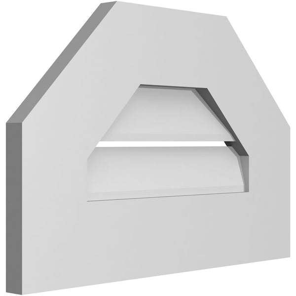 Ekena Millwork Octagonal Top Surface Mount PVC Gable Vent: Functional, w/ 3-1/2"W x 1"P Standard Frame, 18"W x 12"H - GVPOT18X1201SF