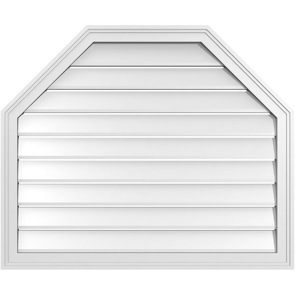 Ekena Millwork Octagonal Top Surface Mount PVC Gable Vent w/ 2"W x 1-1/2"P Brickmould Frame, 36"W x 30"H - GVPOT36X3002SF