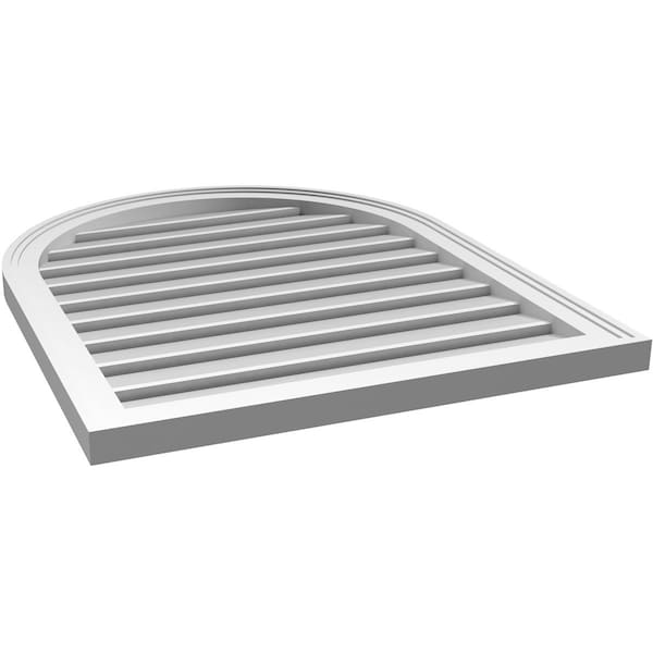 Ekena Millwork Round Top Surface Mount PVC Gable Vent: Functional, w/ 2"W x 1-1/2"P Brickmould Frame, 26"W x 32"H - GVPRT26X3202SF