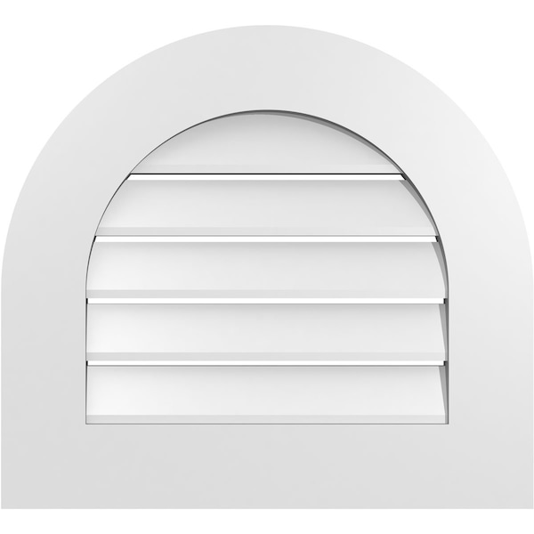 Ekena Millwork Round Top Surface Mount PVC Gable Vent: Functional, w/ 3-1/2"W x 1"P Standard Frame, 22"W x 20"H - GVPRT22X2001SF