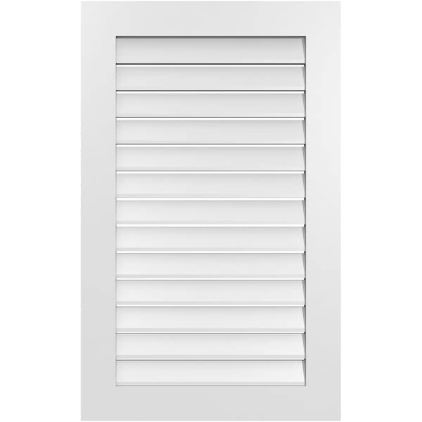 Ekena Millwork Vertical Surface Mount PVC Gable Vent: Functional, w/ 3-1/2"W x 1"P Standard Frame, 26"W x 42"H - GVPVE26X4201SF