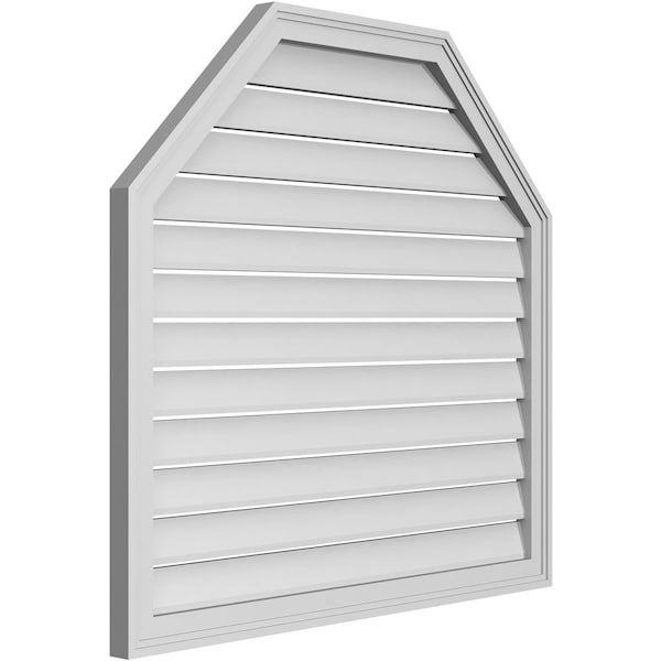 Ekena Millwork Octagonal Top Surface Mount PVC Gable Vent w/ 2"W x 1-1/2"P Brickmould Frame, 38"W x 36"H - GVPOT38X3602SF