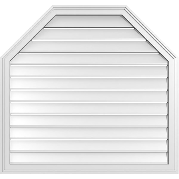 Ekena Millwork Octagonal Top Surface Mount PVC Gable Vent w/ 2"W x 1-1/2"P Brickmould Frame, 38"W x 36"H - GVPOT38X3602SF