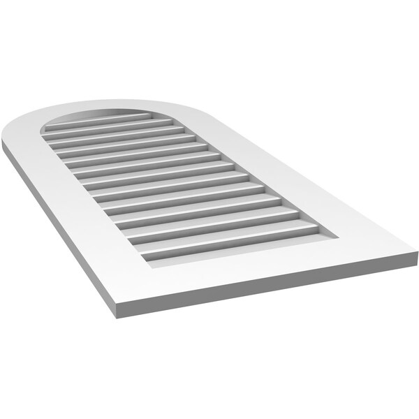 Ekena Millwork Round Top Surface Mount PVC Gable Vent: Functional, w/ 3-1/2"W x 1"P Standard Frame, 20"W x 42"H - GVPRT20X4201SF