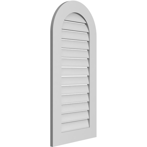 Ekena Millwork Round Top Surface Mount PVC Gable Vent: Functional, w/ 3-1/2"W x 1"P Standard Frame, 20"W x 42"H - GVPRT20X4201SF