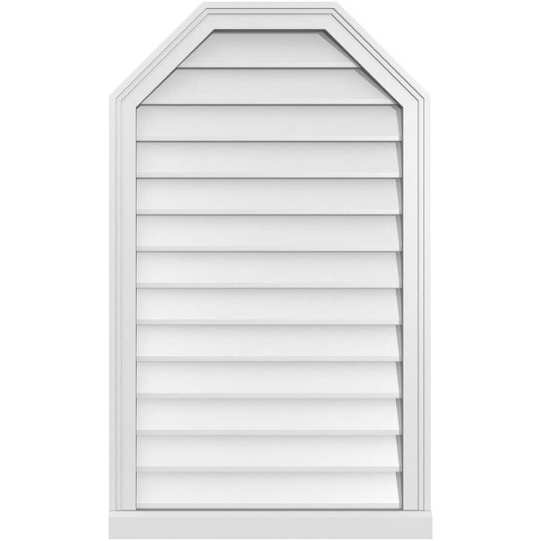 Ekena Millwork Octagonal Top Surface Mount PVC Gable Vent w/ 2"W x 2"P Brickmould Sill Frame, 24"W x 40"H - GVPOT24X4003SN