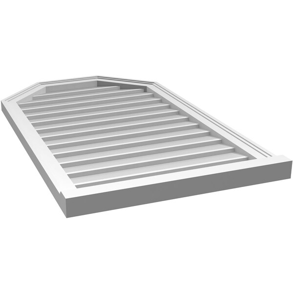 Ekena Millwork Octagonal Top Surface Mount PVC Gable Vent w/ 2"W x 2"P Brickmould Sill Frame, 24"W x 40"H - GVPOT24X4003SN