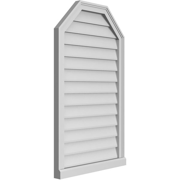 Ekena Millwork Octagonal Top Surface Mount PVC Gable Vent w/ 2"W x 2"P Brickmould Sill Frame, 24"W x 40"H - GVPOT24X4003SN