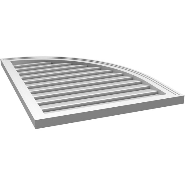 Ekena Millwork Quarter Round Top Right Surface Mount PVC Gable Vent w/ 2"W x 2"P Brickmould Sill Frame, 26"W x 34"H - GVPQR26X3403SF