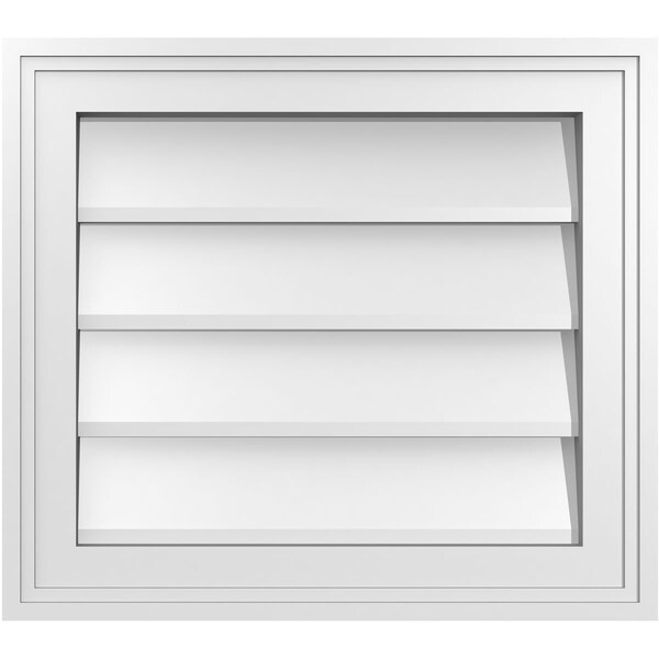 Ekena Millwork Vertical Surface Mount PVC Gable Vnt: Non-Functional, w/2"W x 1-1/2"H, Brickmould Frame, 18"W x 16"H - GVPVE18X1602SN