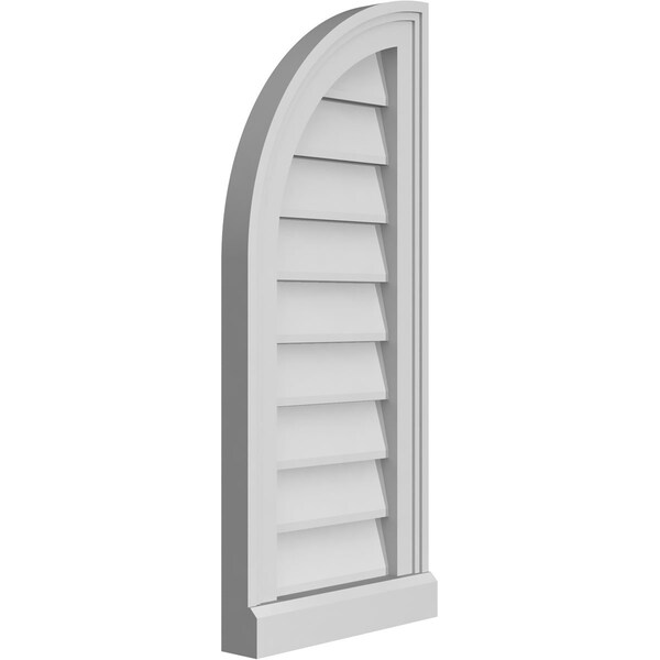 Ekena Millwork Quarter Round Top Left Surface Mount PVC Gable Vent w/ 2"W x 2"P Brickmould Sill Frame, 12"W x 28"H - GVPQL12X2803SN