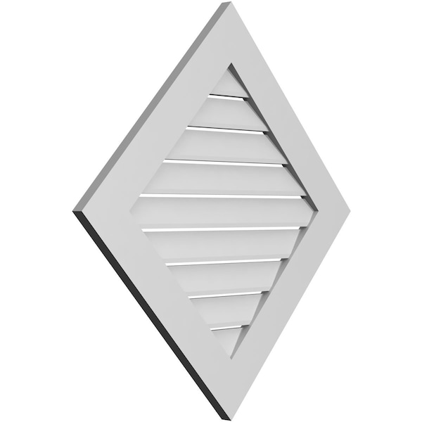 Ekena Millwork Diamond Surface Mount PVC Gable Vent: Non-Functional, w/ 3-1/2"W x 1"P Standard Frame, 32"W x 32"H - GVPDI32X3201SN