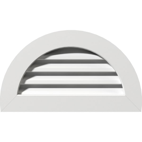 Ekena Millwork Half Round Gable Vent Functional, PVC Gable Vent w/ 1" x 4" Flat Trim Frame, 16"W x 08"H - GVPHR16X0801FUN
