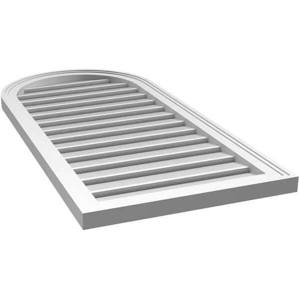 Ekena Millwork Round Top Surface Mount PVC Gable Vent: Functional, w/ 2"W x 1-1/2"P Brickmould Frame, 20"W x 42"H - GVPRT20X4202SF