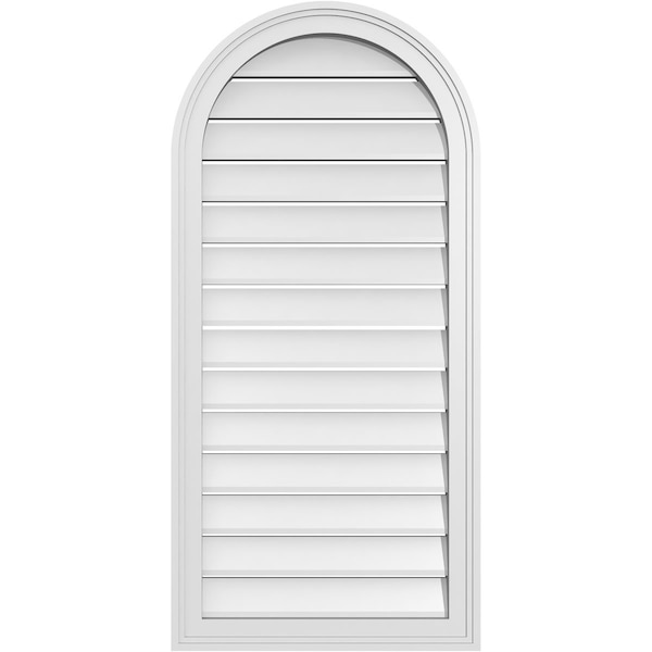 Ekena Millwork Round Top Surface Mount PVC Gable Vent: Functional, w/ 2"W x 1-1/2"P Brickmould Frame, 20"W x 42"H - GVPRT20X4202SF