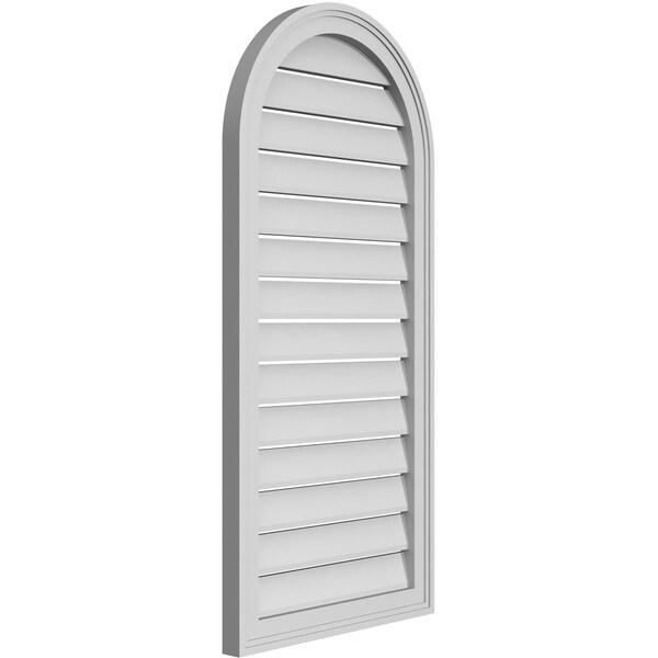 Ekena Millwork Round Top Surface Mount PVC Gable Vent: Functional, w/ 2"W x 1-1/2"P Brickmould Frame, 20"W x 42"H - GVPRT20X4202SF
