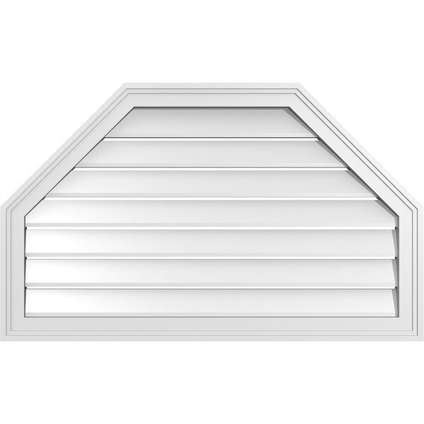 Ekena Millwork Octagonal Top Surface Mount PVC Gable Vent w/ 2"W x 1-1/2"P Brickmould Frame, 36"W x 22"H - GVPOT36X2202SF