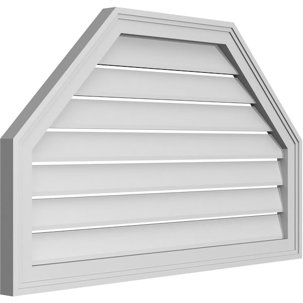 Ekena Millwork Octagonal Top Surface Mount PVC Gable Vent w/ 2"W x 1-1/2"P Brickmould Frame, 36"W x 22"H - GVPOT36X2202SF