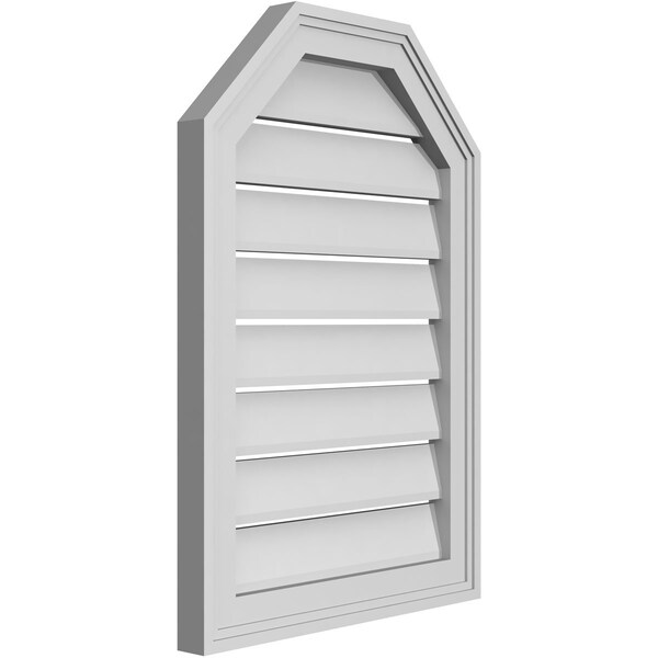 Ekena Millwork Octagonal Top Surface Mount PVC Gable Vent w/ 2"W x 1-1/2"P Brickmould Frame, 18"W x 26"H - GVPOT18X2602SF