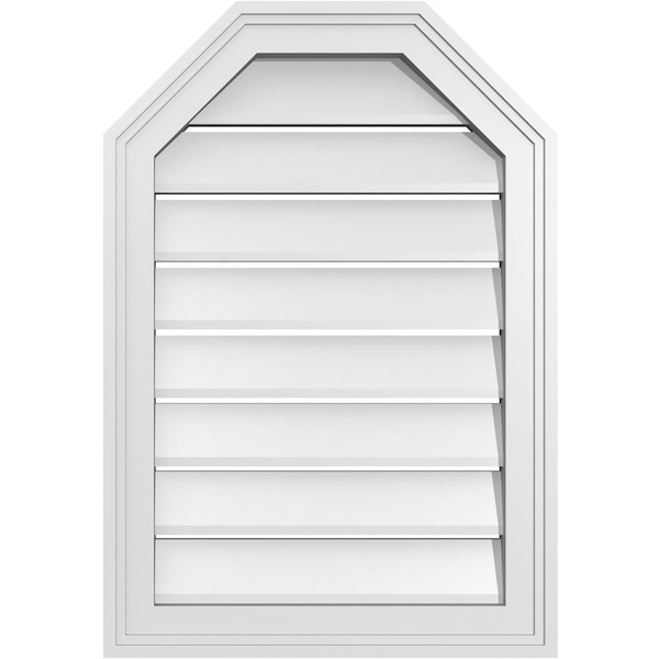 Ekena Millwork Octagonal Top Surface Mount PVC Gable Vent w/ 2"W x 1-1/2"P Brickmould Frame, 18"W x 26"H - GVPOT18X2602SF