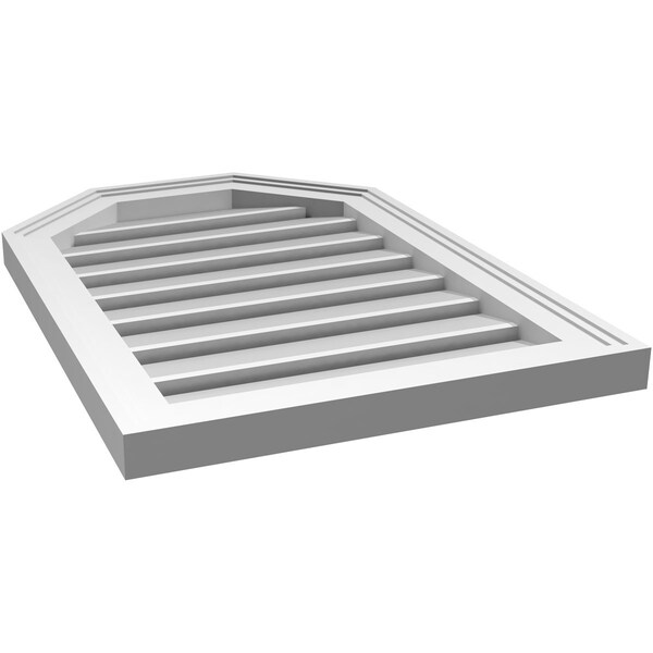 Ekena Millwork Octagonal Top Surface Mount PVC Gable Vent w/ 2"W x 1-1/2"P Brickmould Frame, 18"W x 26"H - GVPOT18X2602SF