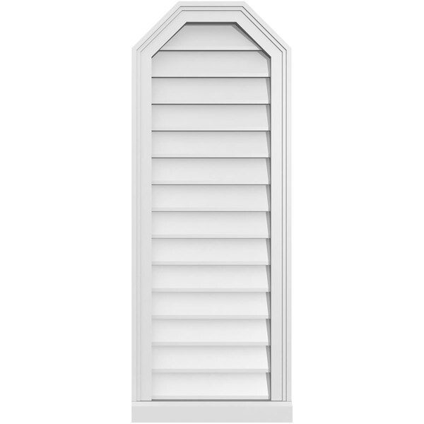 Ekena Millwork Octagonal Top Surface Mount PVC Gable Vent w/ 2"W x 2"P Brickmould Sill Frame, 16"W x 42"H - GVPOT16X4203SN