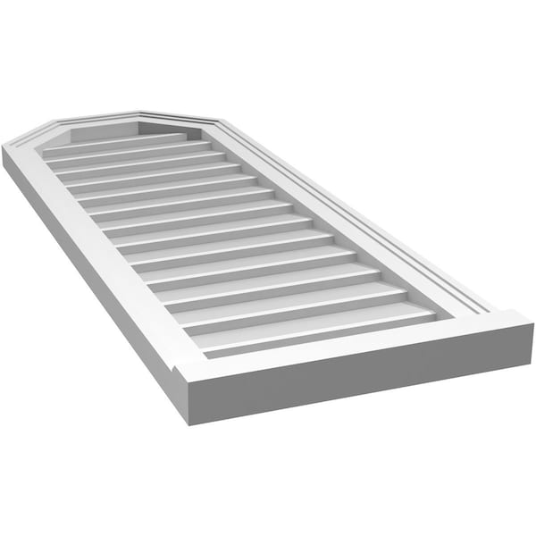 Ekena Millwork Octagonal Top Surface Mount PVC Gable Vent w/ 2"W x 2"P Brickmould Sill Frame, 16"W x 42"H - GVPOT16X4203SN