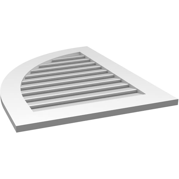 Ekena Millwork Quarter Round Top Left Surface Mount PVC Gable Vent w/ 3-1/2"W x 1"P Standard Frame, 26"W x 34"H - GVPQL26X3401SF
