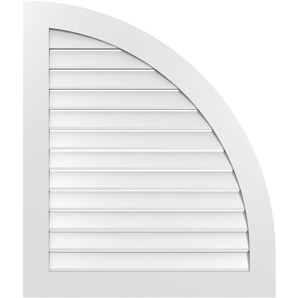 Ekena Millwork Quarter Round Top Right Surface Mount PVC Gable Vent w/ 3-1/2"W x 1"P Standard Frame, 34"W x 40"H - GVPQR34X4001SF