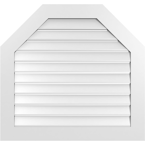 Ekena Millwork Octagonal Top Surface Mount PVC Gable Vent: Functional, w/ 3-1/2"W x 1"P Standard Frame, 36"W x 34"H - GVPOT36X3401SF