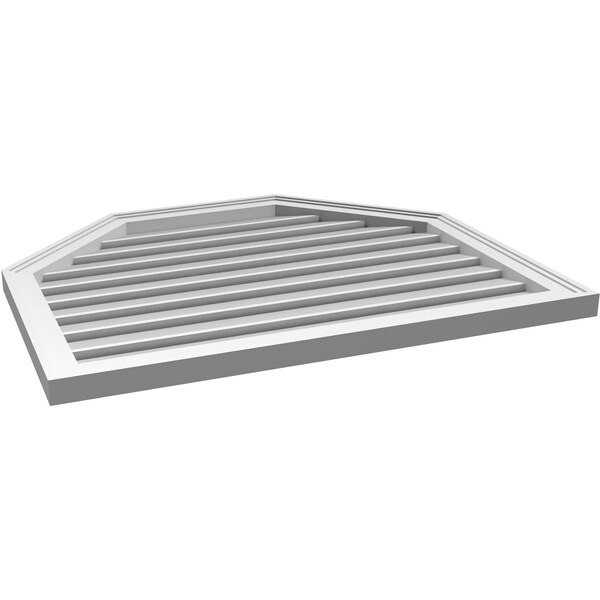 Ekena Millwork Octagonal Top Surface Mount PVC Gable Vent w/ 2"W x 1-1/2"P Brickmould Frame, 34"W x 28"H - GVPOT34X2802SF
